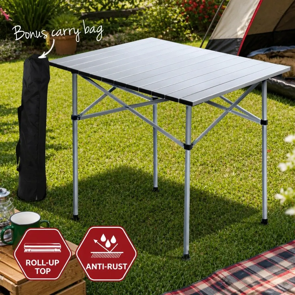Camping Table Chair Set Black 3 Piece Portable Folding Lightweight Outdoor Picnic