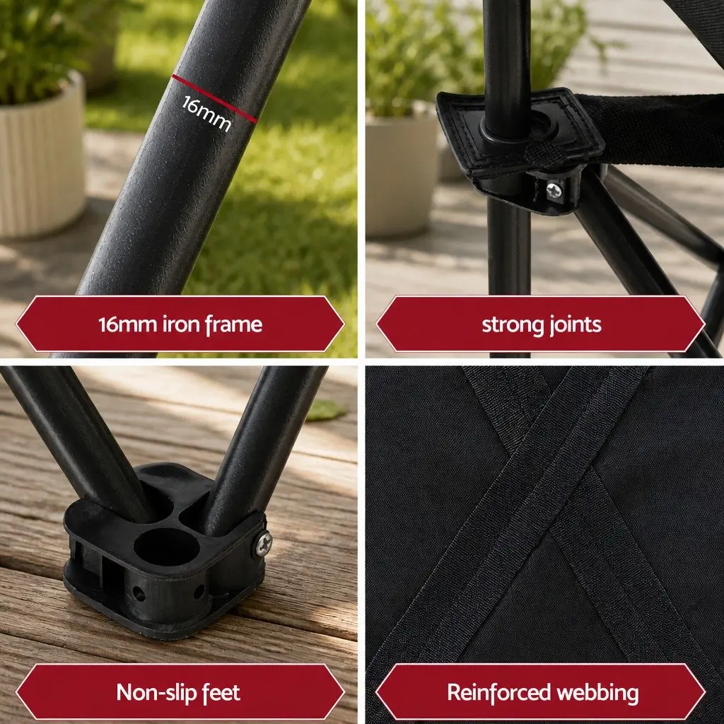 Camping Table Chair Set Black 7 Piece Portable Folding Outdoor Furniture
