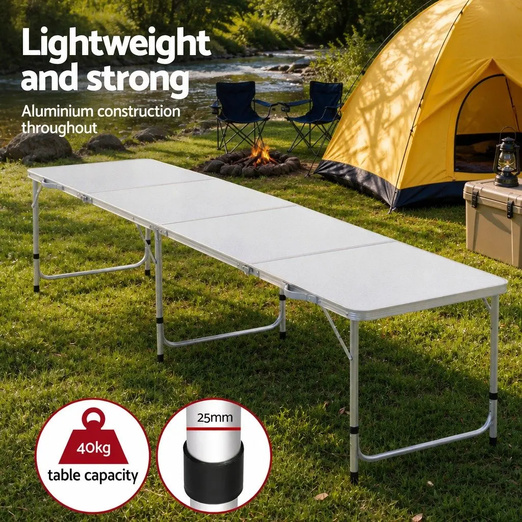 Camping Table Chair Set Black 7 Piece Portable Folding Outdoor Furniture