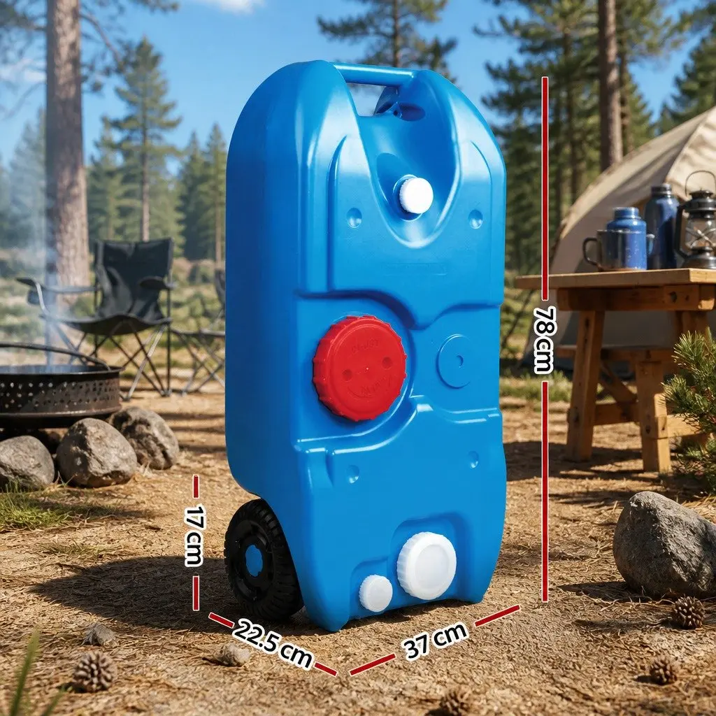40L Portable Water Tank Blue with Wheels for Easy Transportation and Flexible Pipe