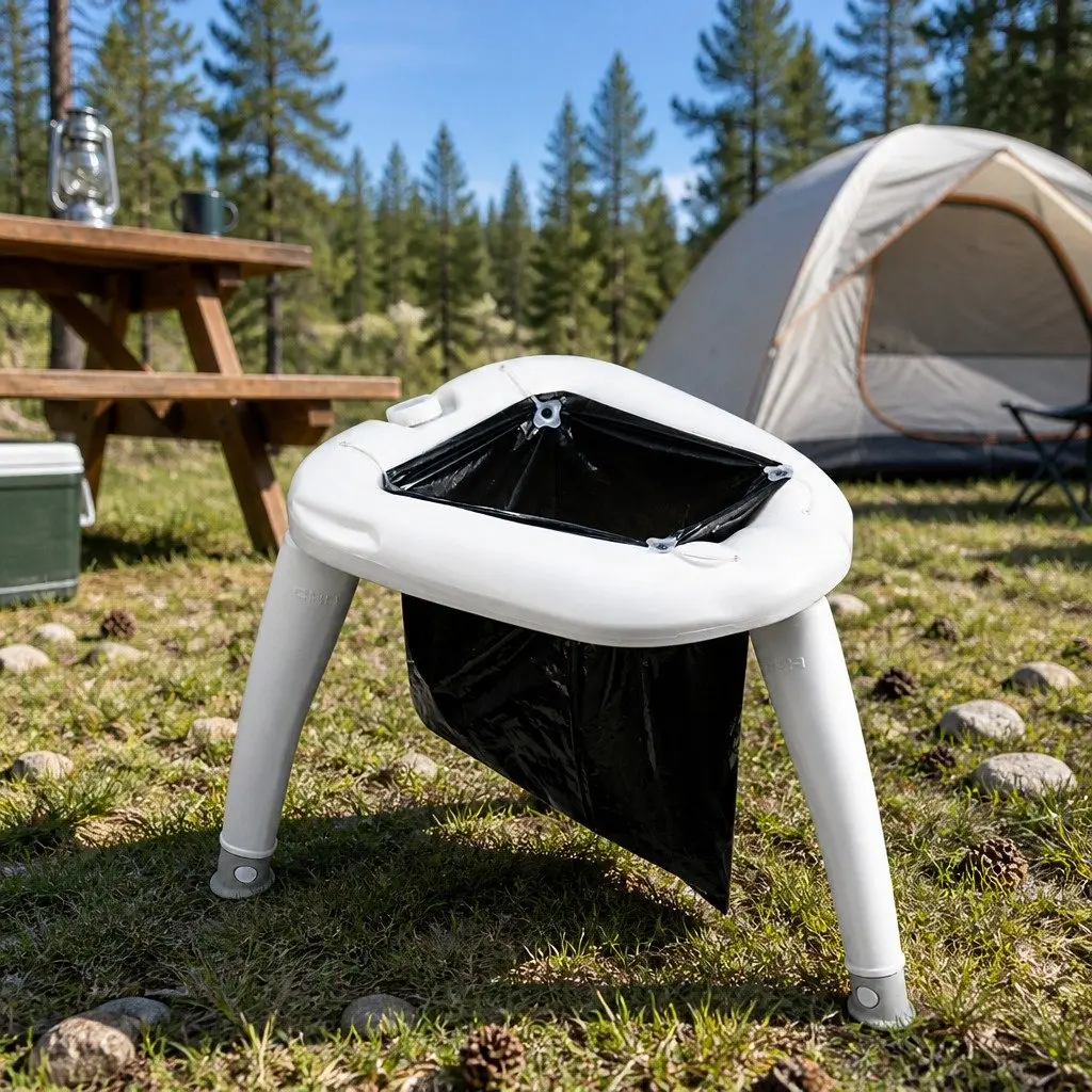 Portable Folding Camping Toilet White 120kg Anti-slip Legs