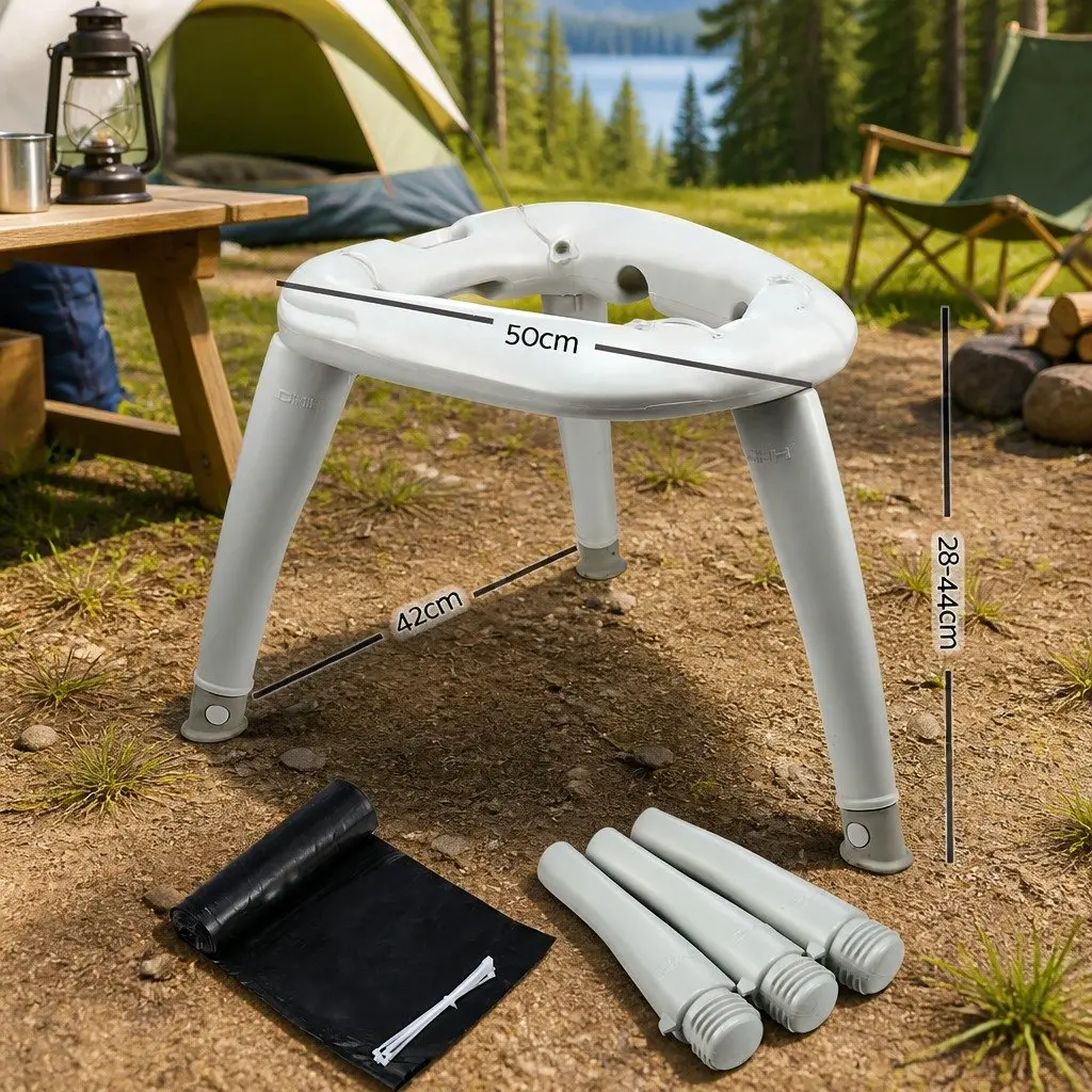 Portable Folding Camping Toilet White 120kg Anti-slip Legs