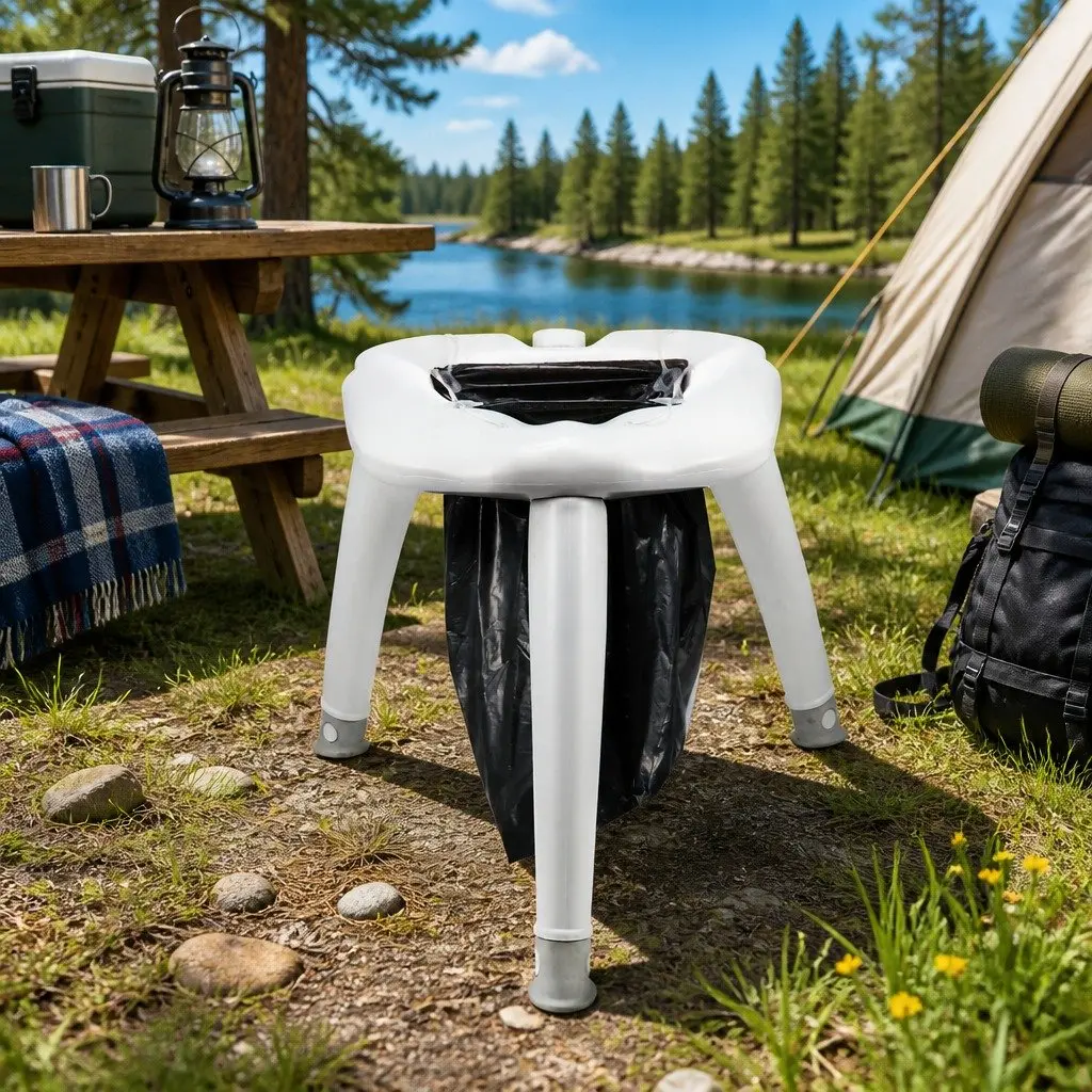 Portable Folding Camping Toilet White 120kg Anti-slip Legs