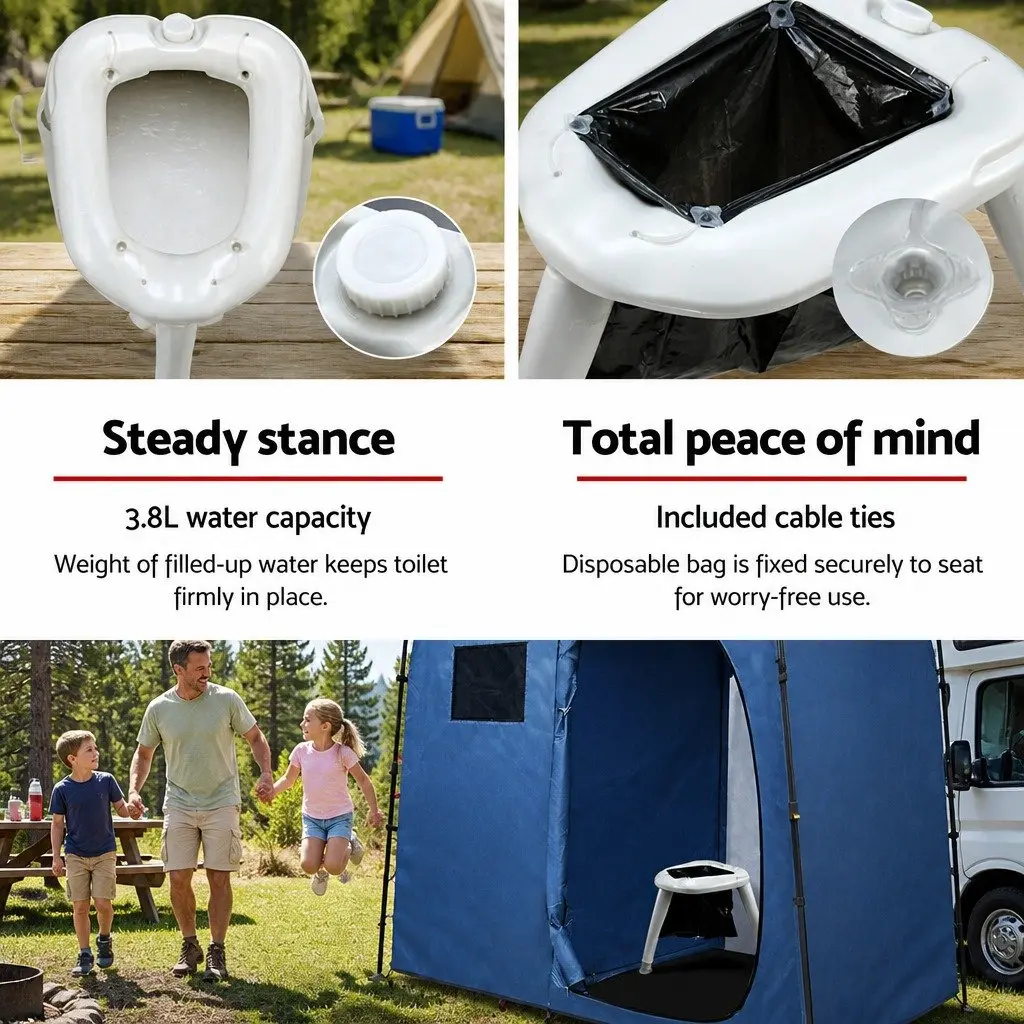 Portable Folding Camping Toilet White 120kg Anti-slip Legs