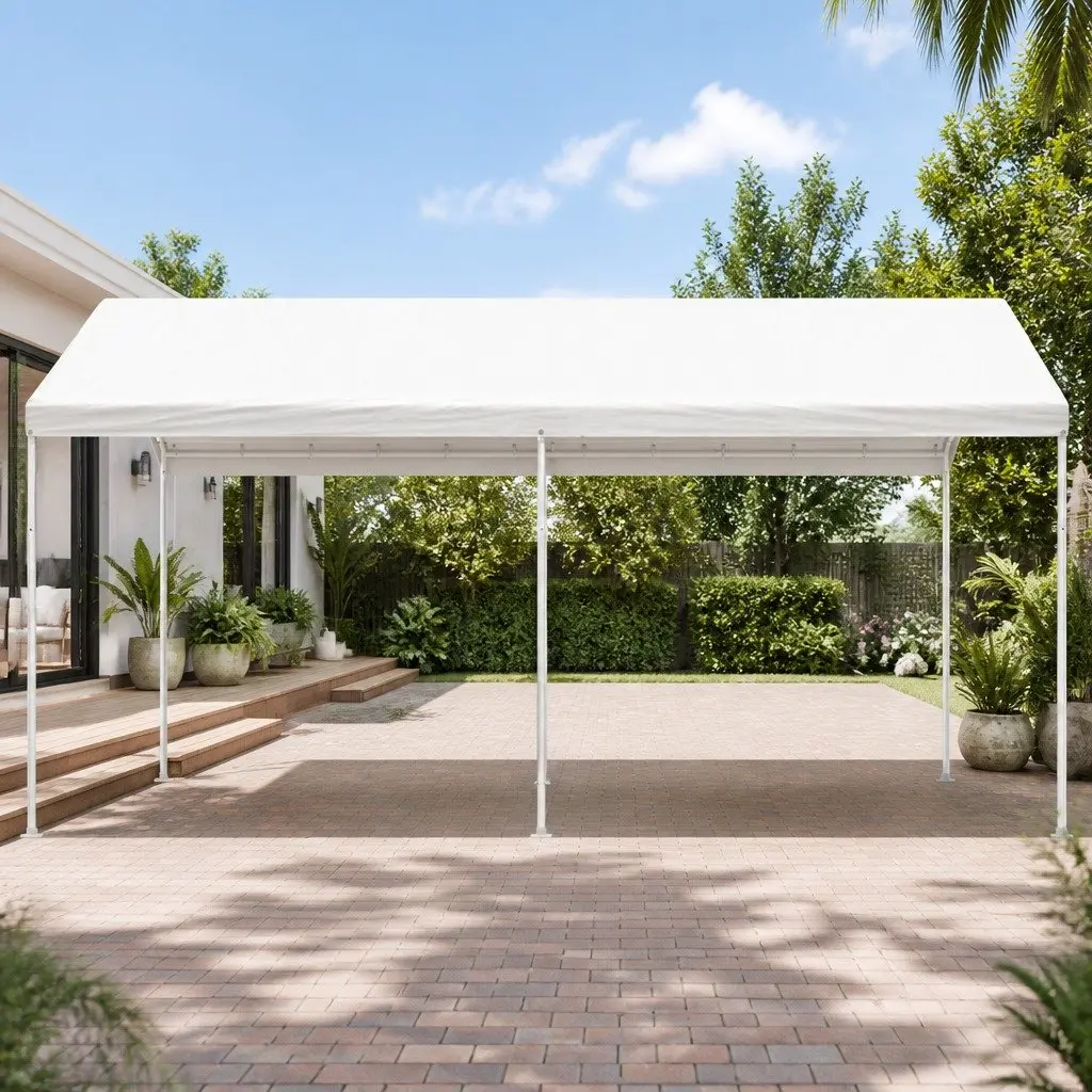 Carport White 3x6m Steel Shelter Canopy Portable Outdoor Garage Shade