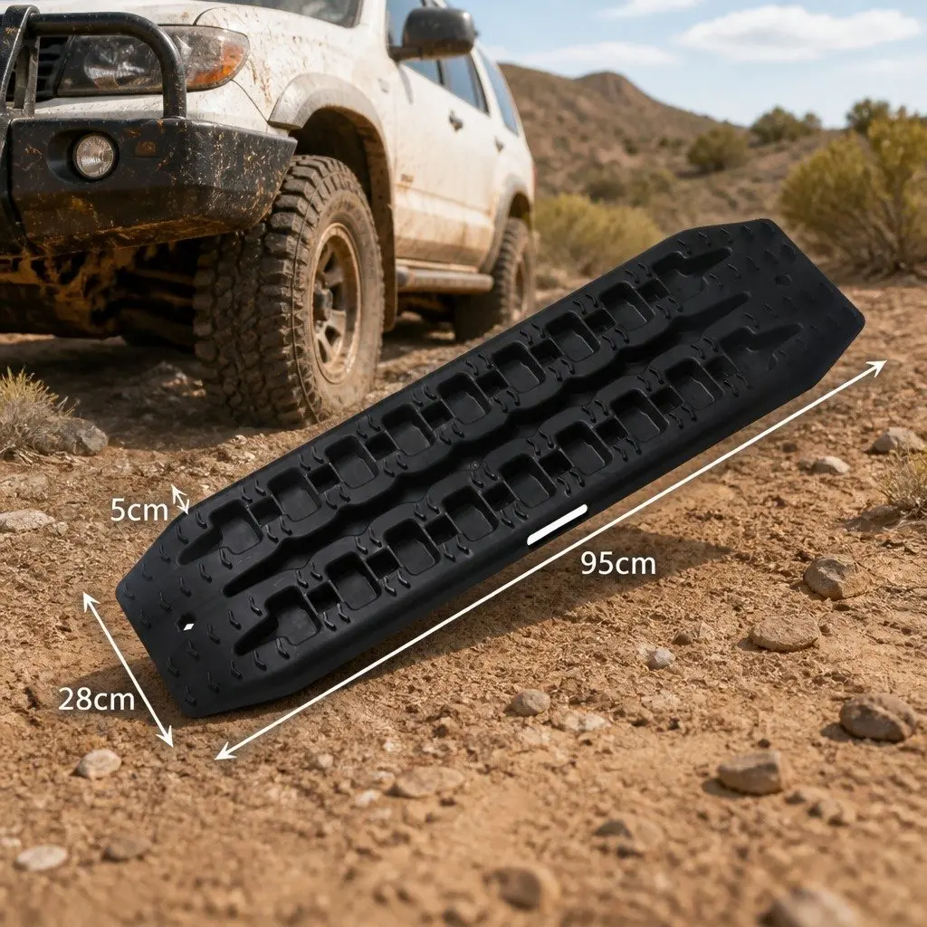4WD Recovery Tracks Black 95cm Industrial Grade Reinforced Nylon Traction Boards for Mud Sand Snow