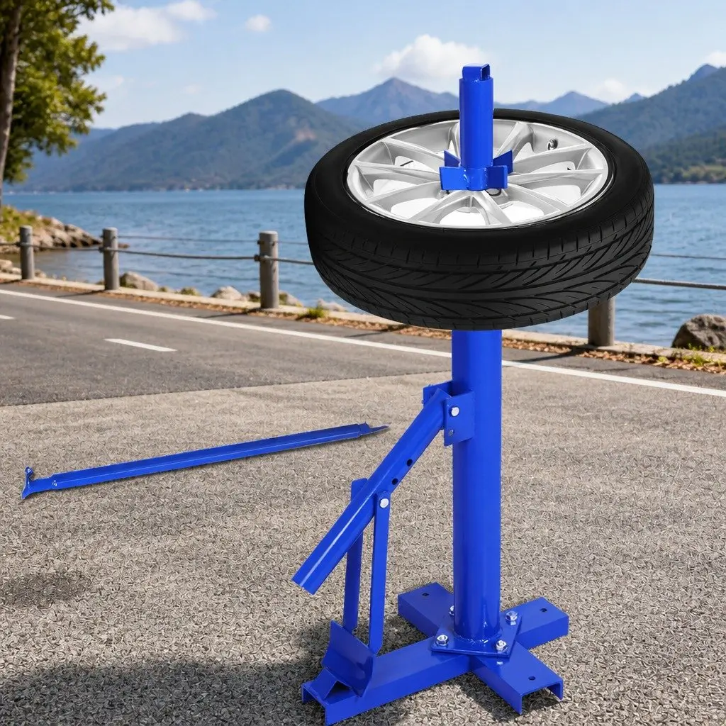 Motorcycle Tire Changer Tool Blue 8"-18" Rim Manual Pry Bar Floor Mount
