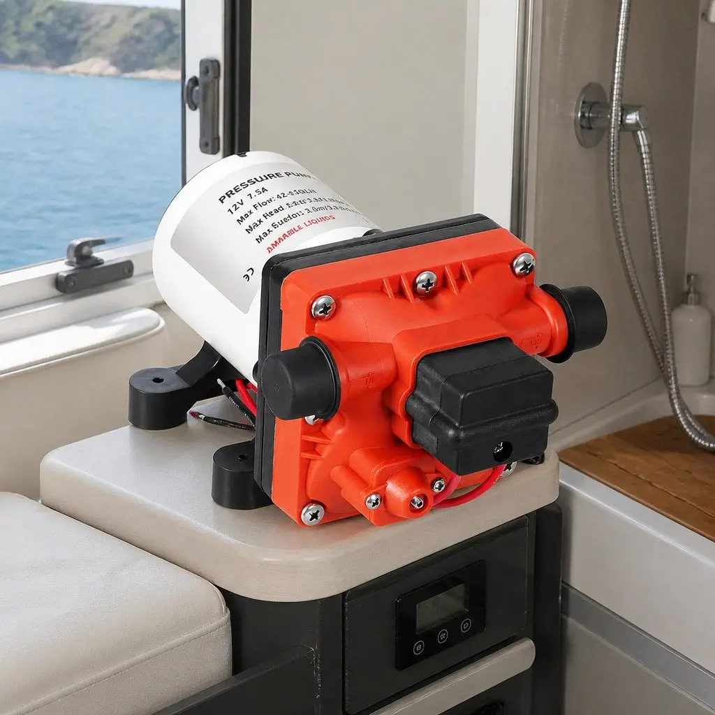 12V Water Pump Orange Compact Self-Priming High Pressure Diaphragm Portable Shower