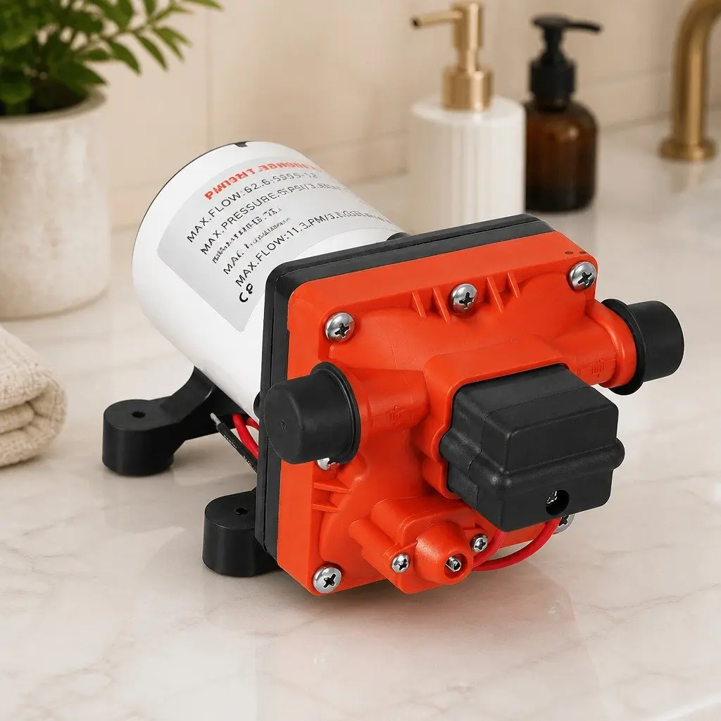 12V Water Pump Orange Compact Self-Priming High Pressure Diaphragm Portable Shower