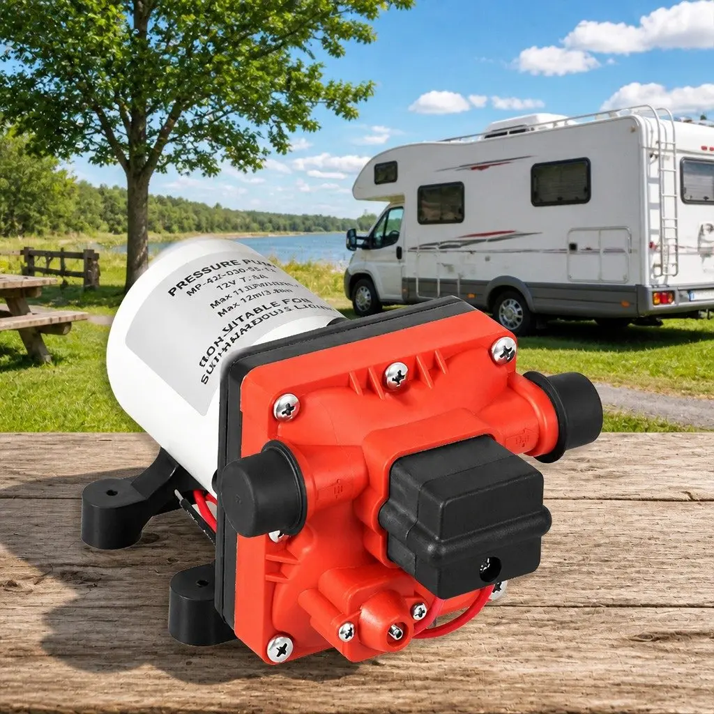 12V Water Pump Orange Compact Self-Priming High Pressure Diaphragm Portable Shower