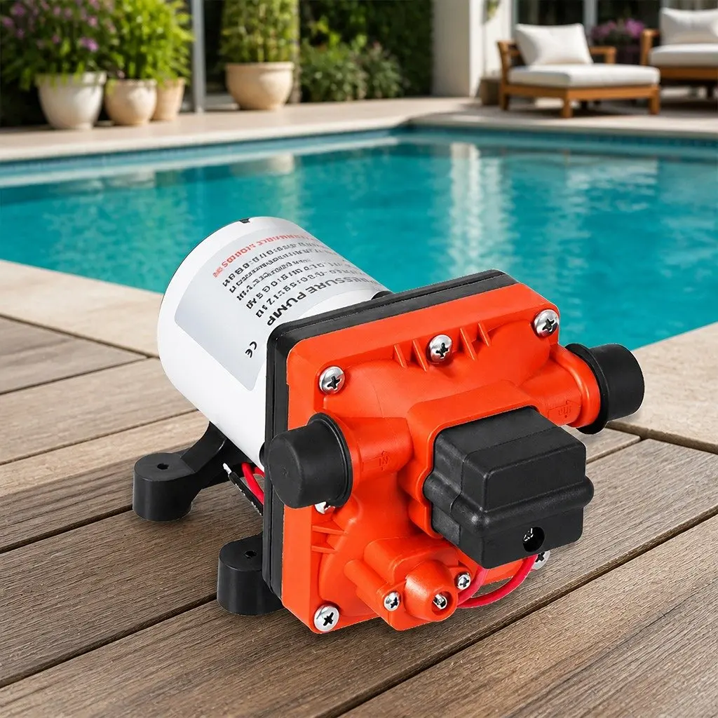 12V Water Pump Orange Compact Self-Priming High Pressure Diaphragm Portable Shower