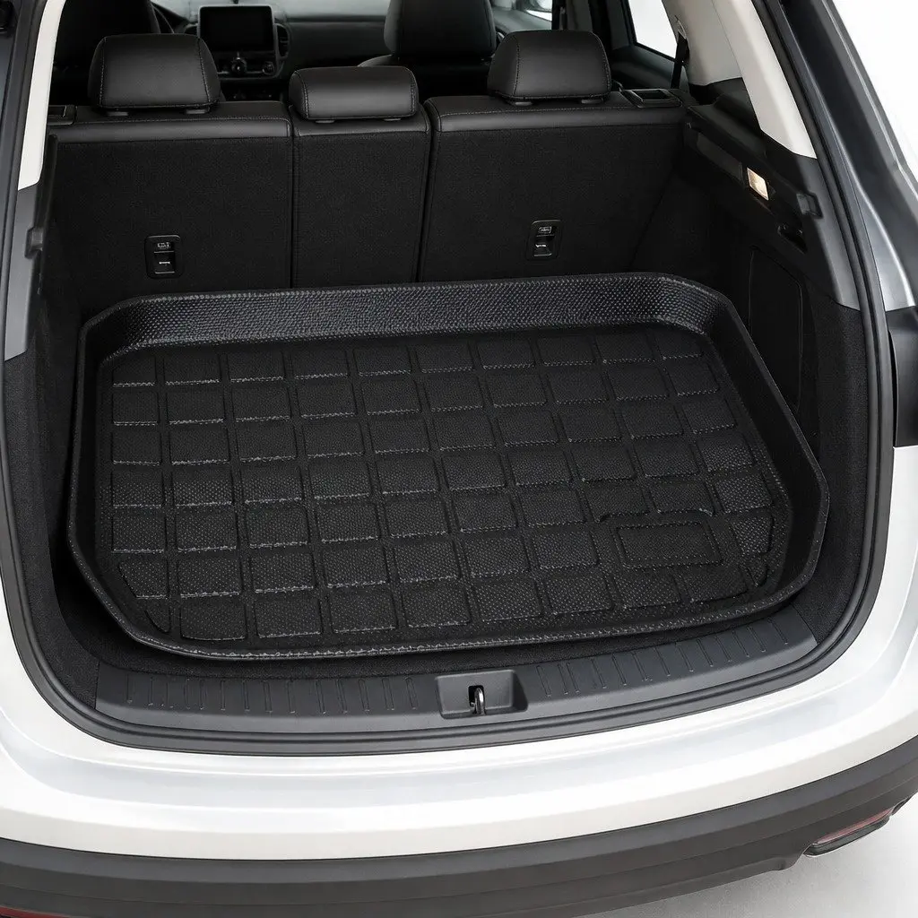 Car Floor Mats Black TPE Waterproof Custom Fit for Tesla Model Y 5-seat Front Rear Trunk Toolbox Set
