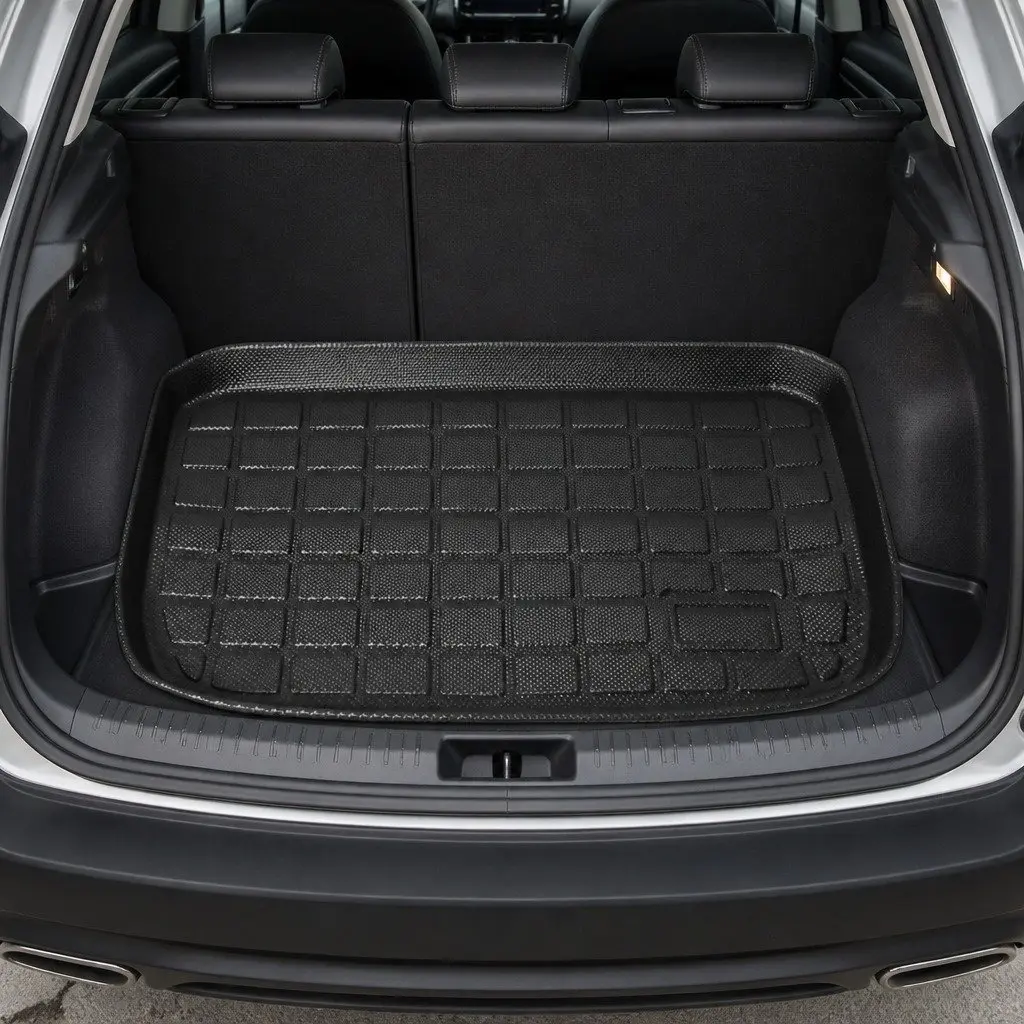Car Floor Mats Black TPE Waterproof Custom Fit for Tesla Model Y 5-seat Front Rear Trunk Toolbox Set