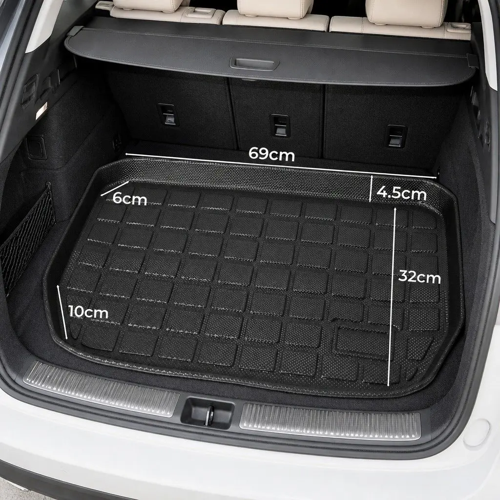 Car Floor Mats Black TPE Waterproof Custom Fit for Tesla Model Y 5-seat Front Rear Trunk Toolbox Set