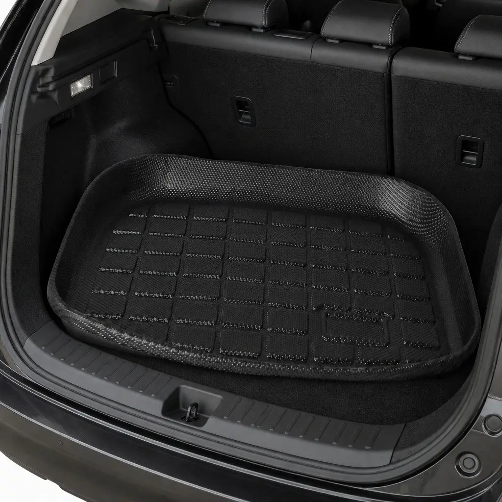 Car Floor Mats Black TPE 7 Piece Custom-fit for Tesla Model Y Front Rear Boot Toolbox Liner