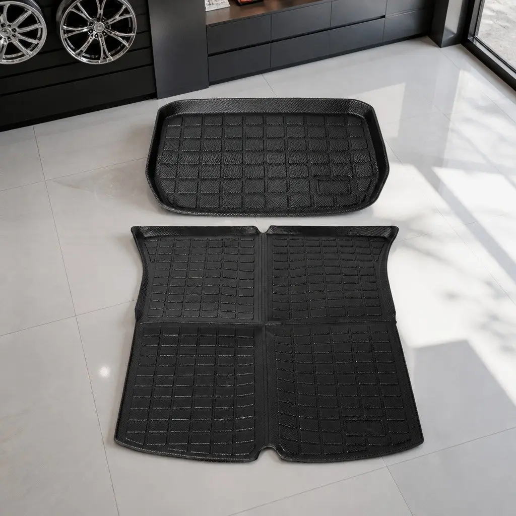 Floor Mats Set Black for Tesla Model Y Front Rear Trunk Toolbox Waterproof TPE