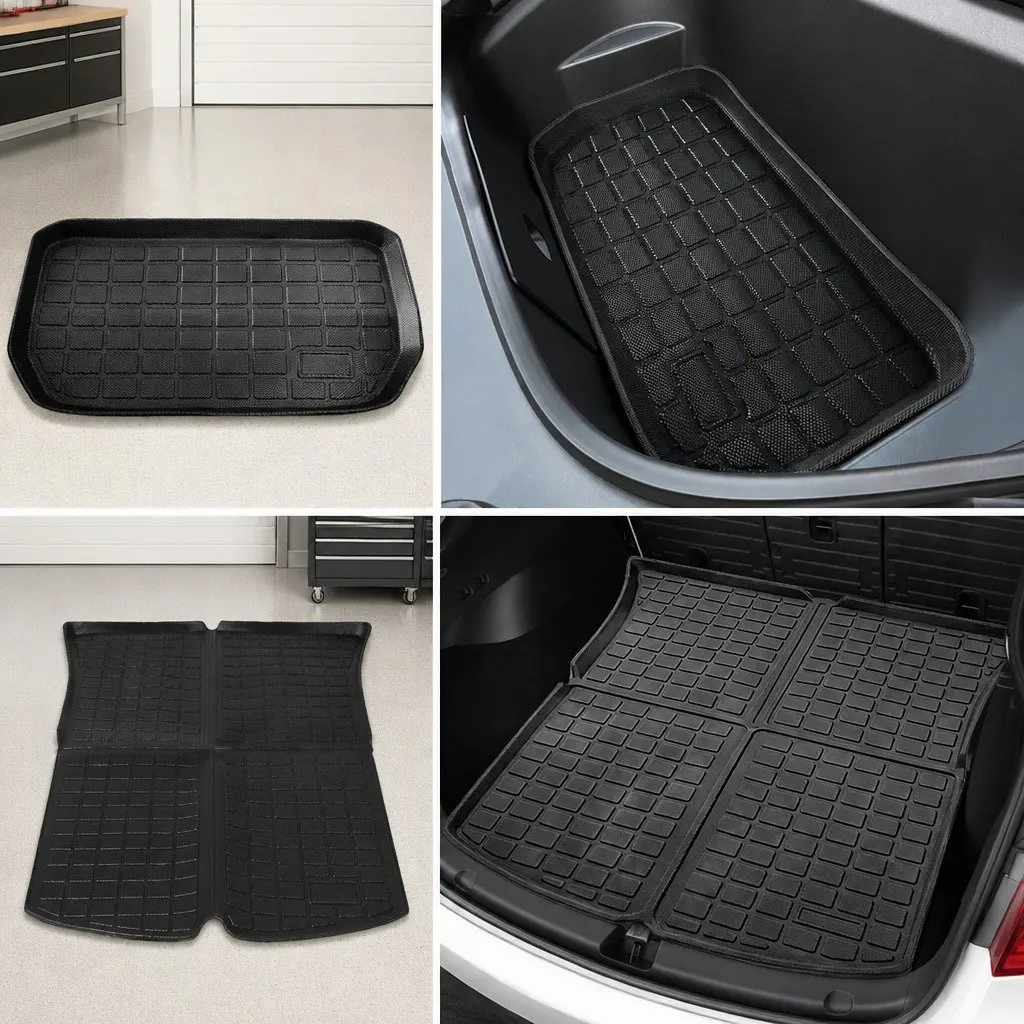 Floor Mats Set Black for Tesla Model Y Front Rear Trunk Toolbox Waterproof TPE