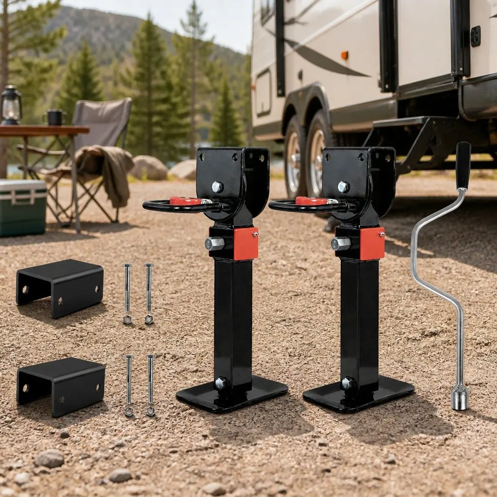 Caravan Stabiliser Legs Silver 410-545mm Height Adjustable Galvanised Steel