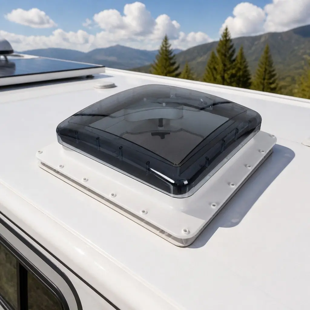 Caravan Roof Vent Skylight White Grey 40cm Opening UV Resistant Polycarbonate