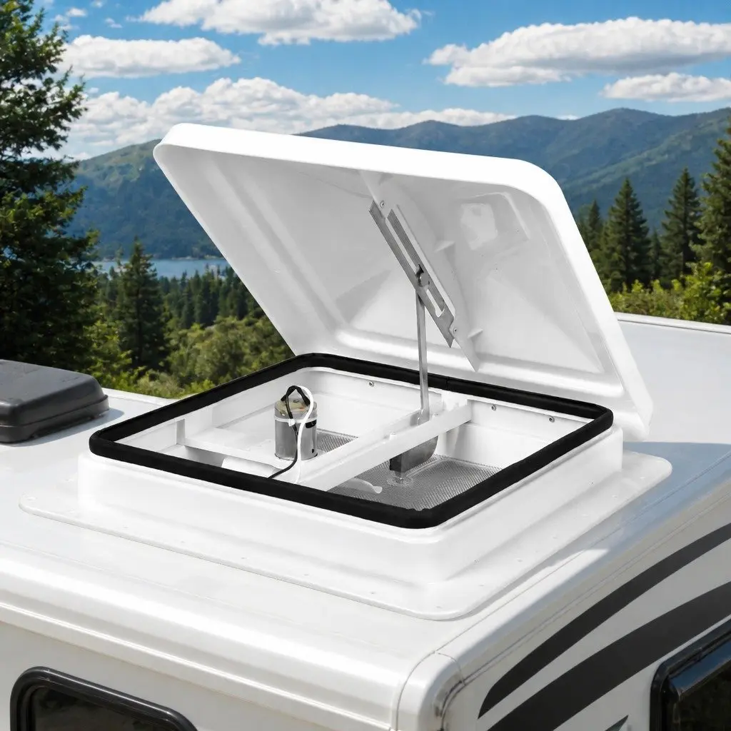 Caravan Roof Vent White 12V Fan Air Ventilation System with Flyscreen Weather Resistant