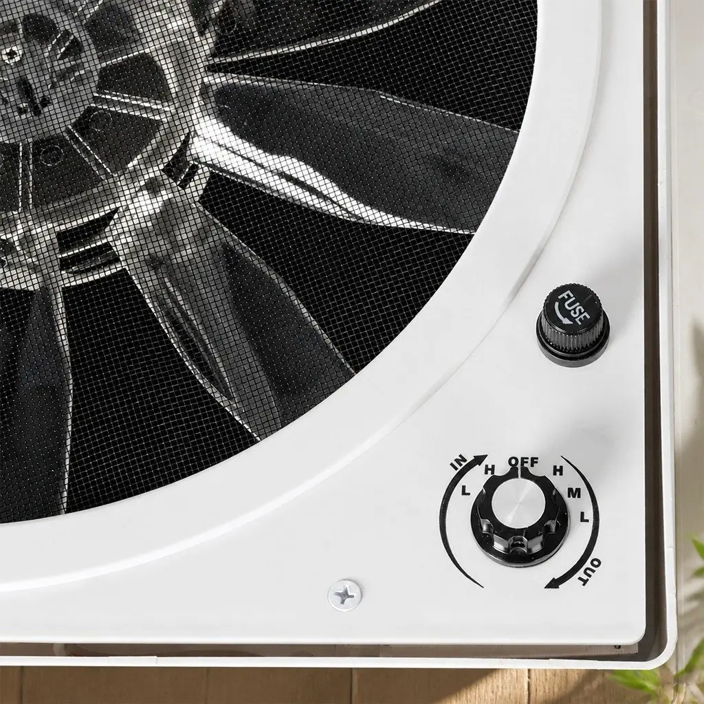 12V Caravan Roof Vent Fan White Adjustable Speed Reversible Airflow 80 Degree Hatch