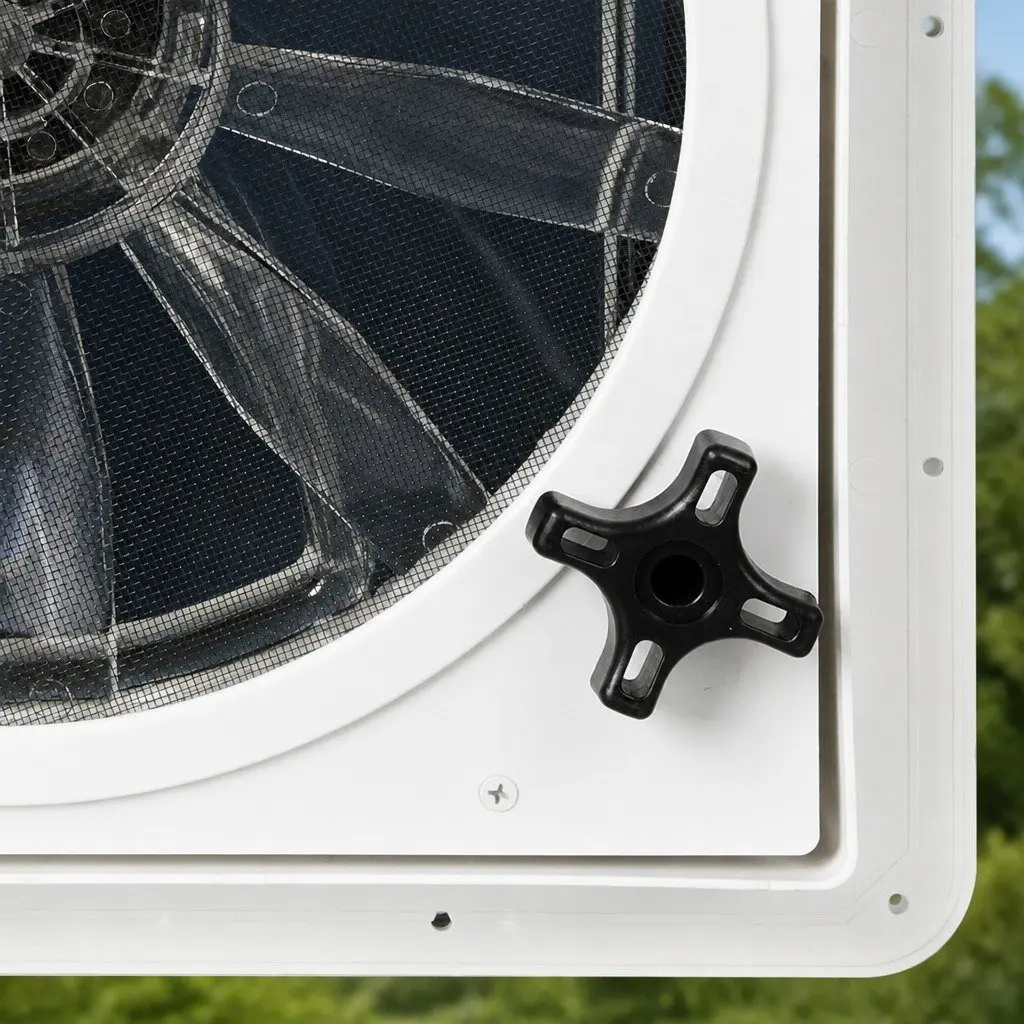 12V Caravan Roof Vent Fan White Adjustable Speed Reversible Airflow 80 Degree Hatch