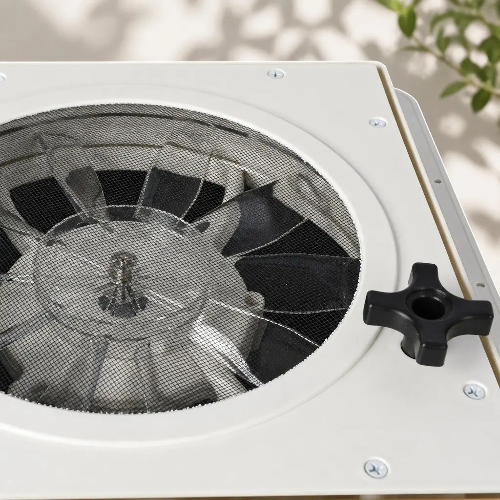 12V Roof Vent Hatch White with Fan LED Light Adjustable Speed for Caravan RV Trailer