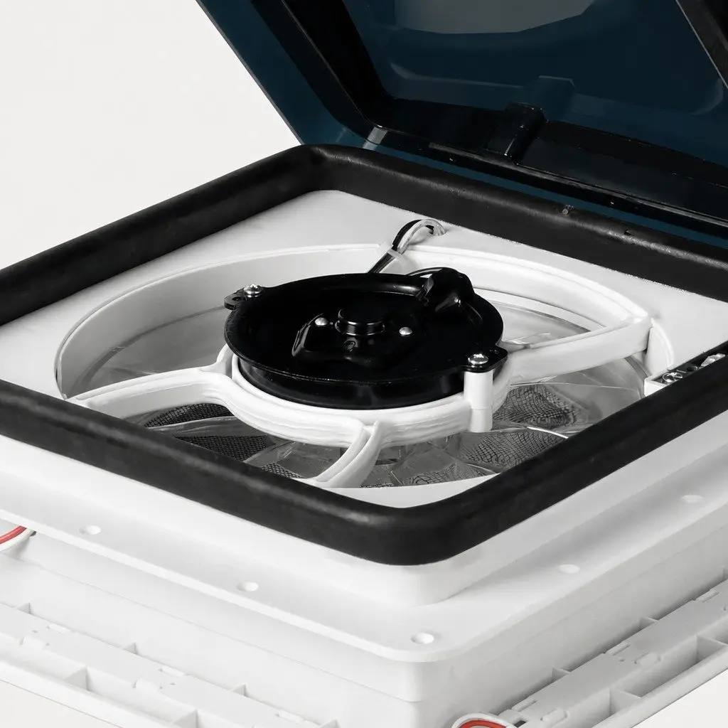 12V Roof Vent Hatch White with Fan LED Light Adjustable Speed for Caravan RV Trailer