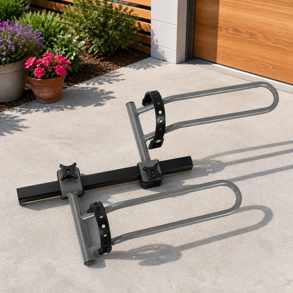 Bicycle Carrier Rack Black Steel 2-Bike Hitch Mount Foldable