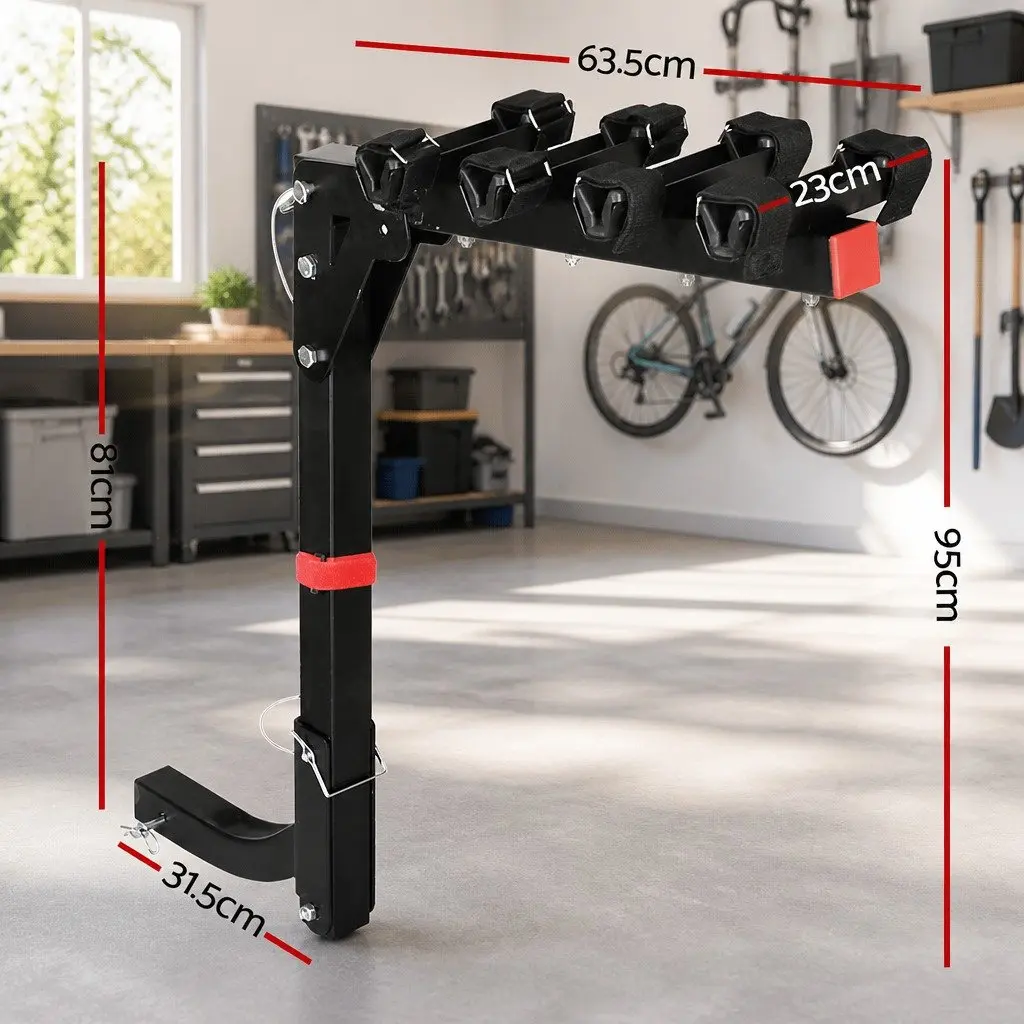 4 Bicycle Bike Carrier Rack Car 2" Hitch Mount Foldable Storage Black