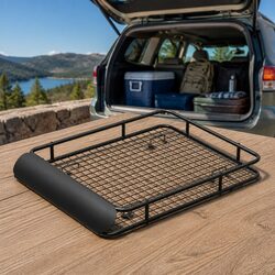Universal Car Roof Rack Basket Cargo Carrier Luggage Tray 123cm Black Steel