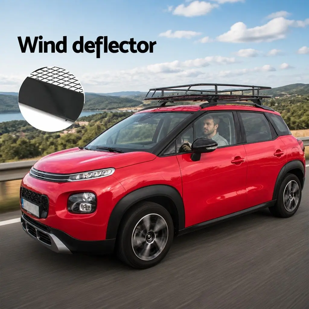 Universal Car Roof Rack Basket Cargo Carrier Luggage Tray 123cm Black Steel