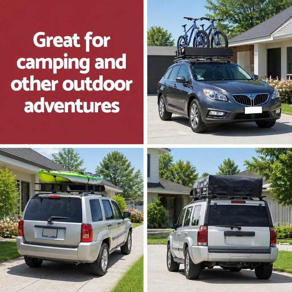 Roof Rack Basket Black 160cm Universal Vehicle Storage Sturdy Construction Wind Deflector