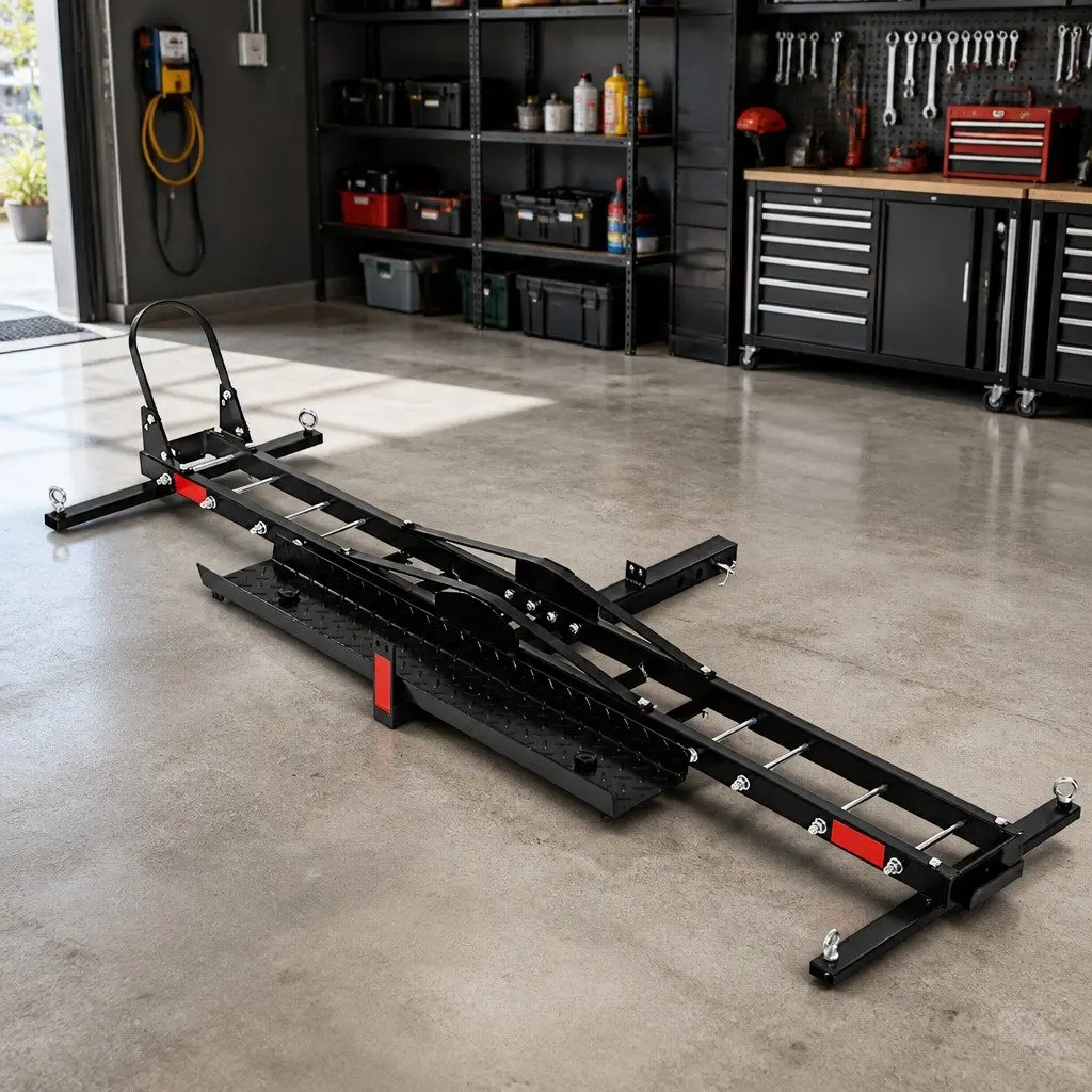Motorcycle Carrier Rack Black 2 Inch Heavy-Duty Steel Towbar Hitch Mount