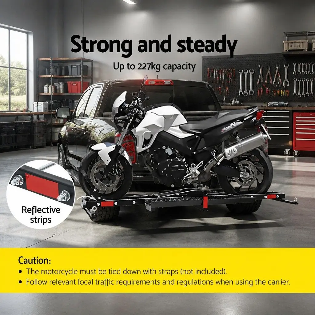 Motorcycle Carrier Rack Black 2 Inch Heavy-Duty Steel Towbar Hitch Mount
