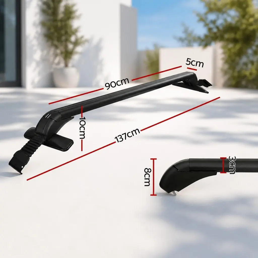 Car Roof Rack Black 90cm Aluminium Universal Anti-Theft Lockable Clamps
