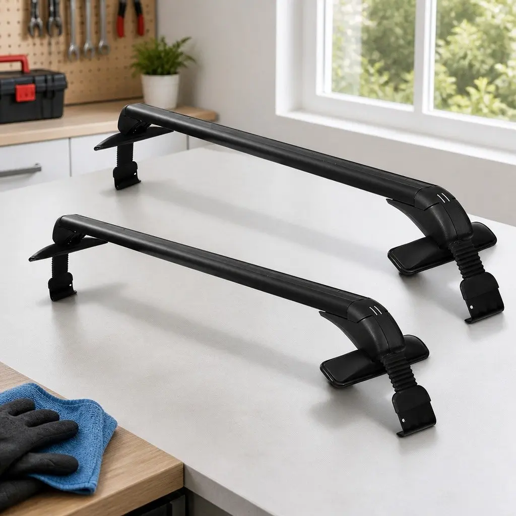 Car Roof Rack Black 90cm Aluminium Universal Anti-Theft Lockable Clamps