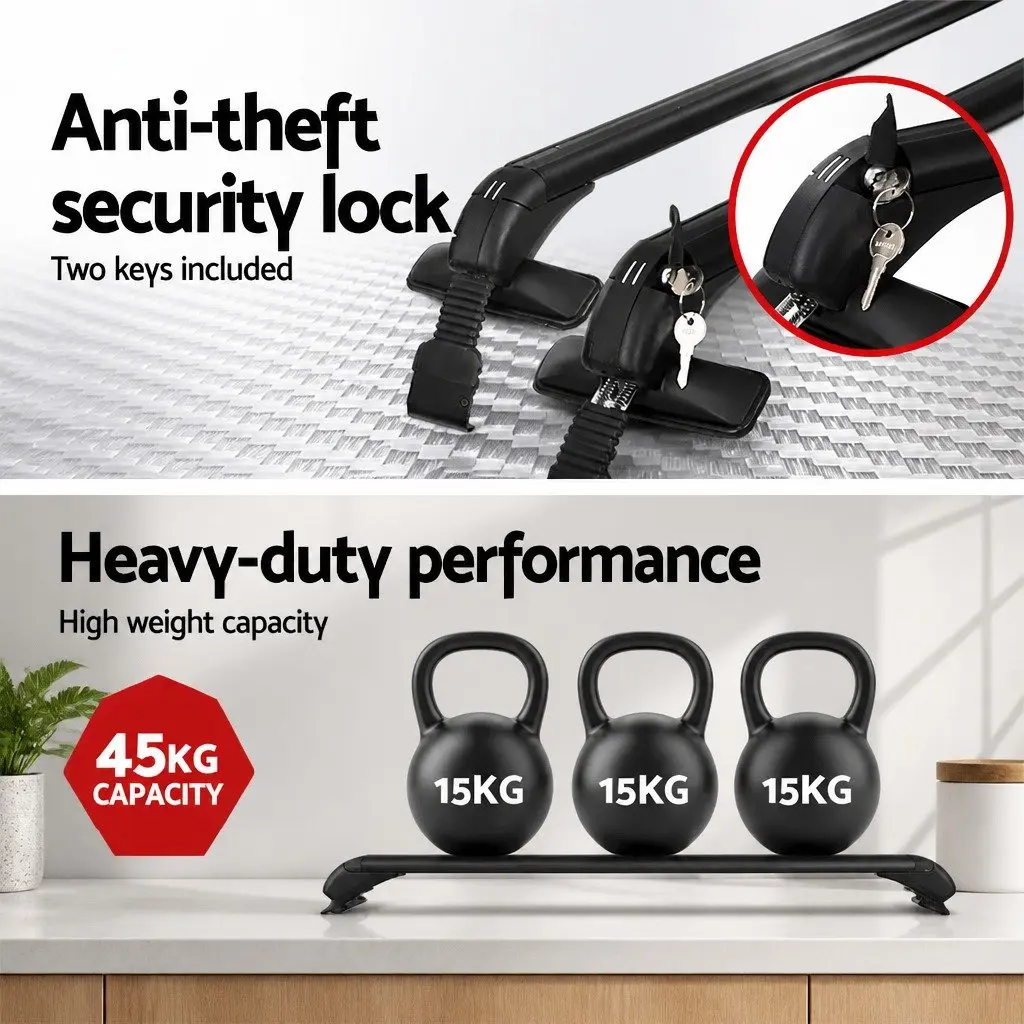 Car Roof Rack Black 90cm Aluminium Universal Anti-Theft Lockable Clamps
