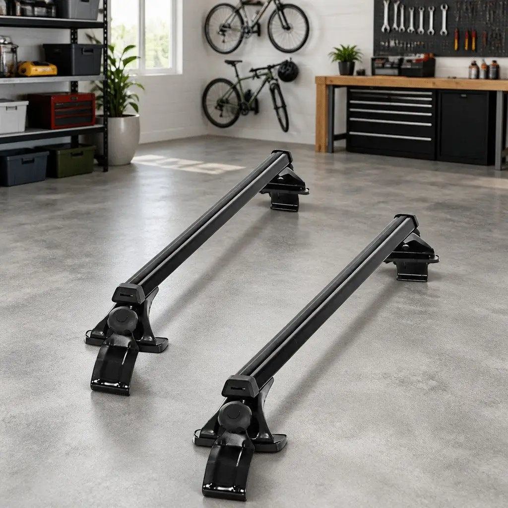 Car Roof Rack Black Adjustable 145cm Aluminium Universal Cross Bars