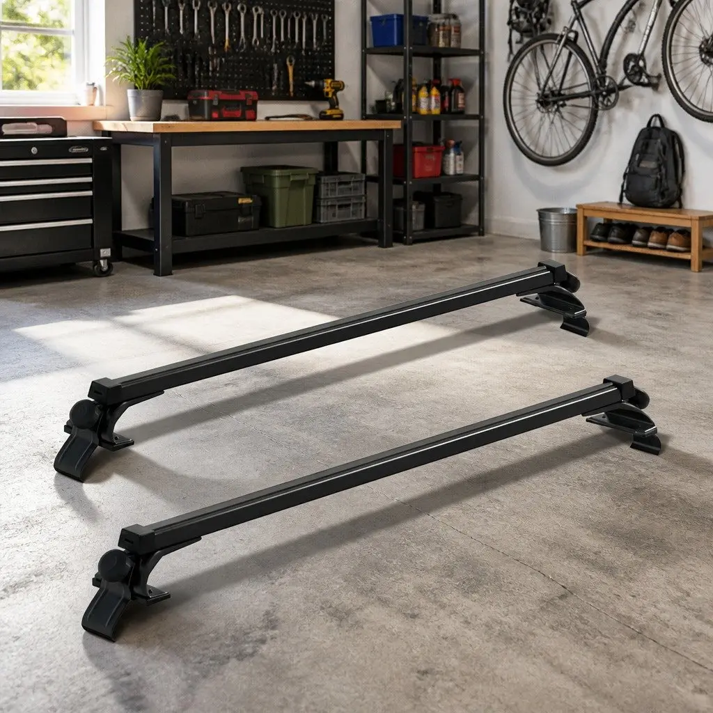 Car Roof Rack Black Adjustable 145cm Aluminium Universal Cross Bars