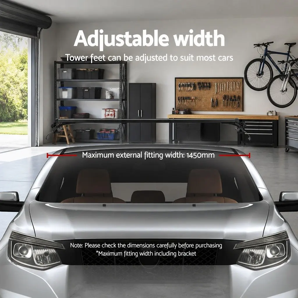 Car Roof Rack Black Adjustable 145cm Aluminium Universal Cross Bars