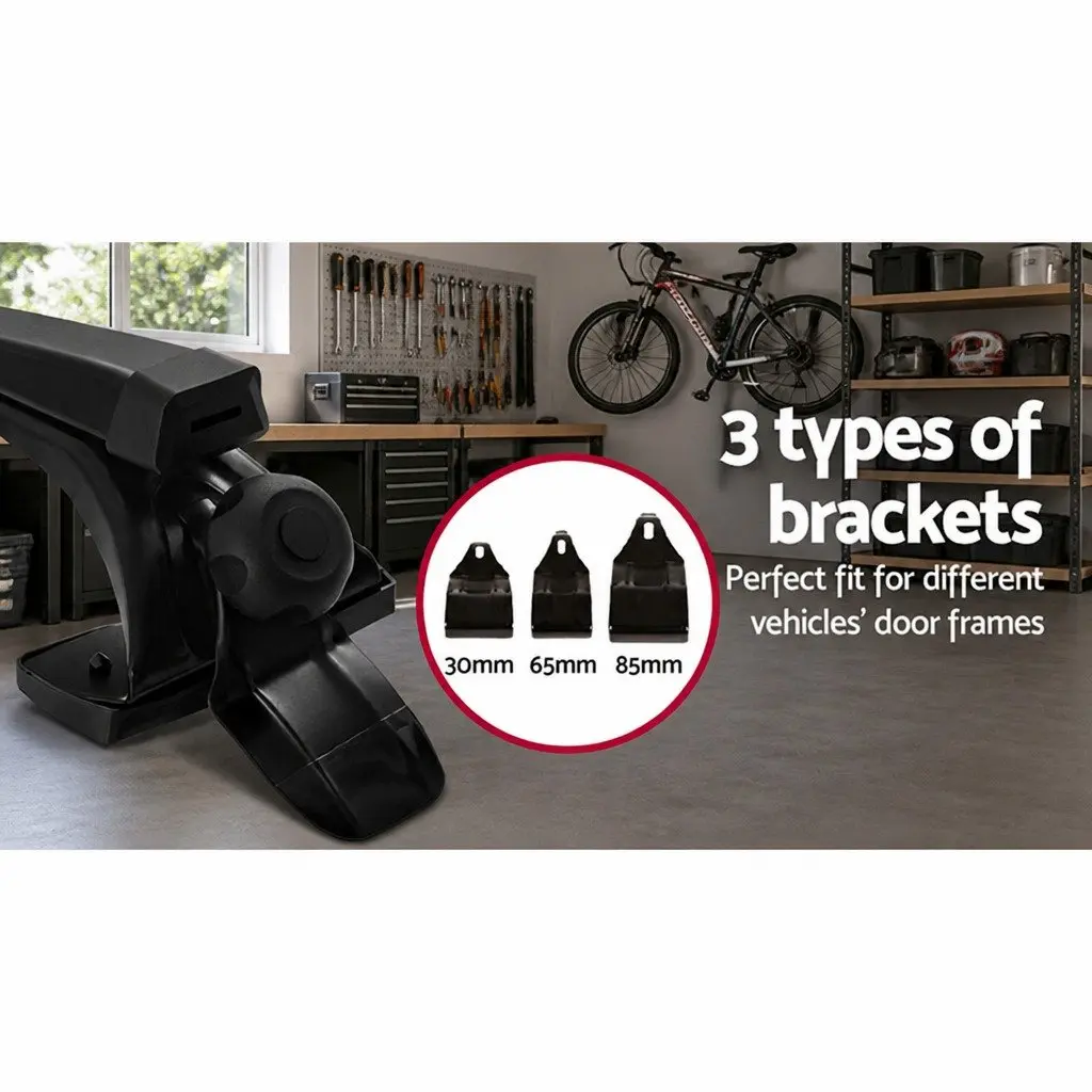 Car Roof Rack Black Adjustable 145cm Aluminium Universal Cross Bars