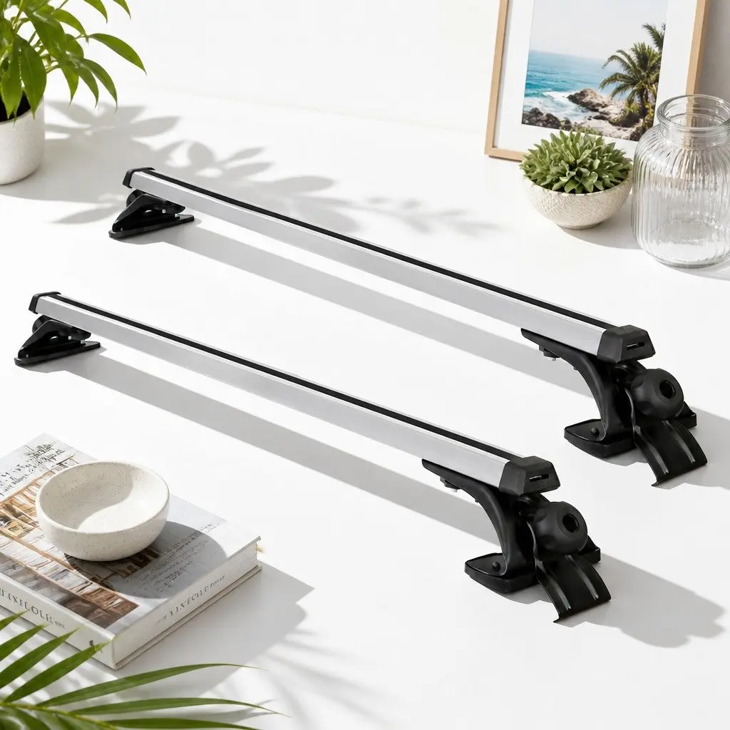 Car Roof Rack Silver Adjustable 145cm Universal Aluminum Cross Bar
