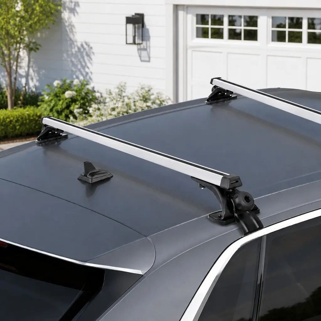 Car Roof Rack Silver Adjustable 145cm Universal Aluminum Cross Bar