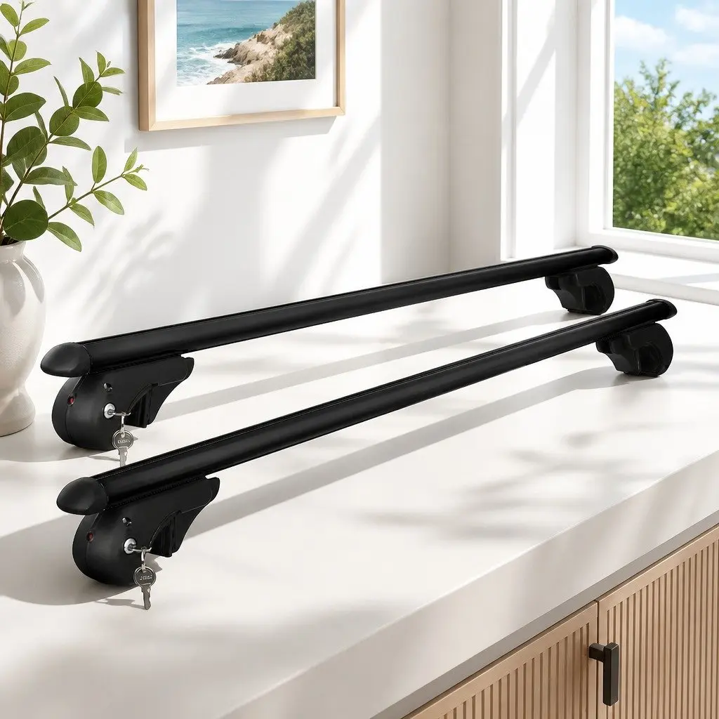 Car Roof Rack Cross Bar Black Adjustable 108cm Aluminium Universal Vehicle Mount