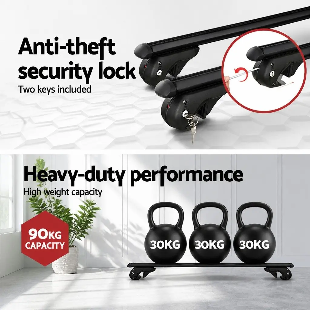 Car Roof Rack Cross Bar Black Adjustable 108cm Aluminium Universal Vehicle Mount