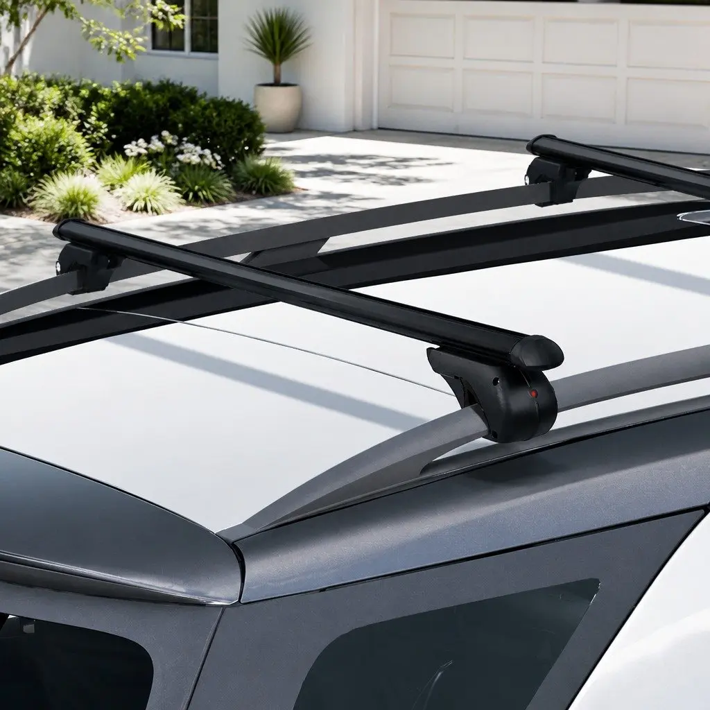 Car Roof Rack Cross Bar Black Adjustable 108cm Aluminium Universal Vehicle Mount