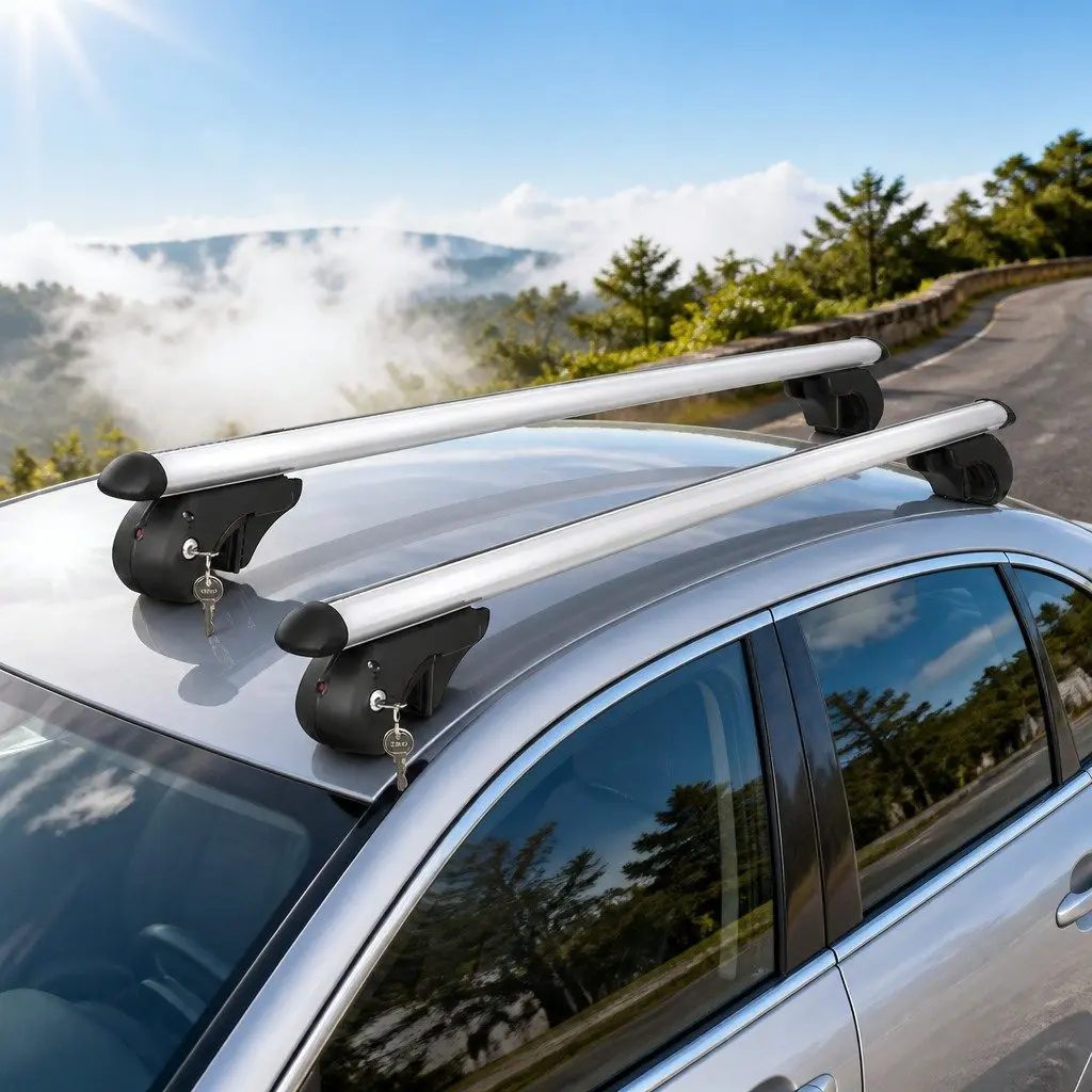 Car Roof Rack Cross Bar Silver 108cm Adjustable Universal Aluminium