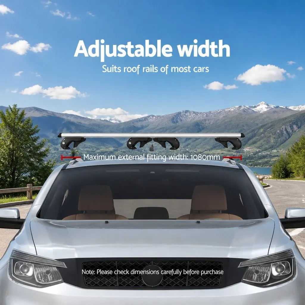 Car Roof Rack Cross Bar Silver 108cm Adjustable Universal Aluminium