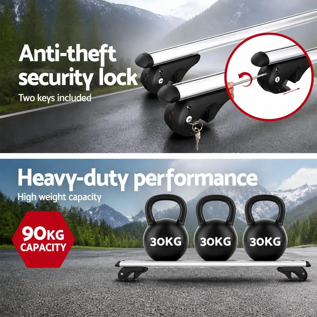 Car Roof Rack Cross Bar Silver 108cm Adjustable Universal Aluminium